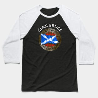 Clan Bruce Crest & Tartan Knot Baseball T-Shirt